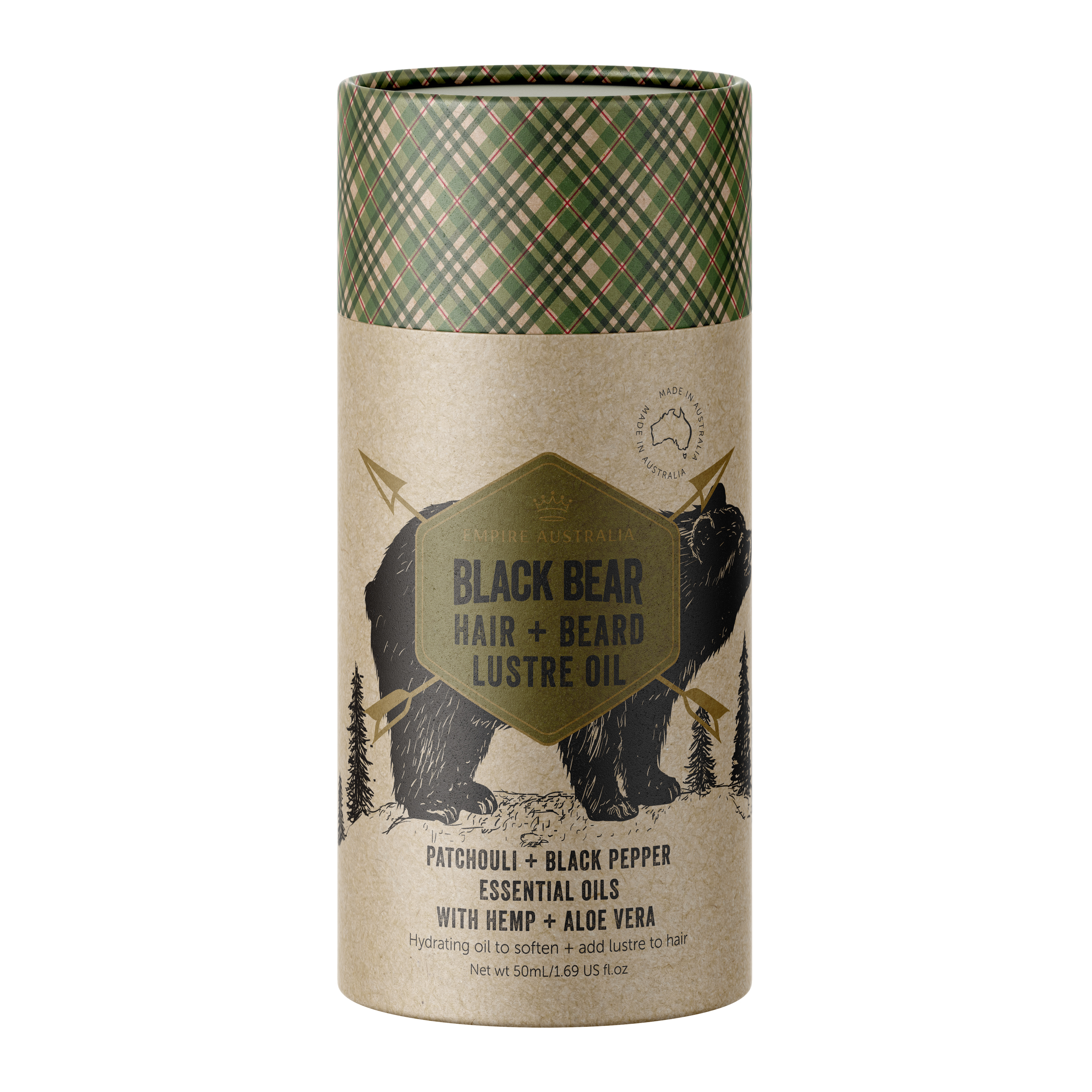 Black Bear Men’s Hemp & Aloe Vera Hair & Beard Lustre Oil 50ml