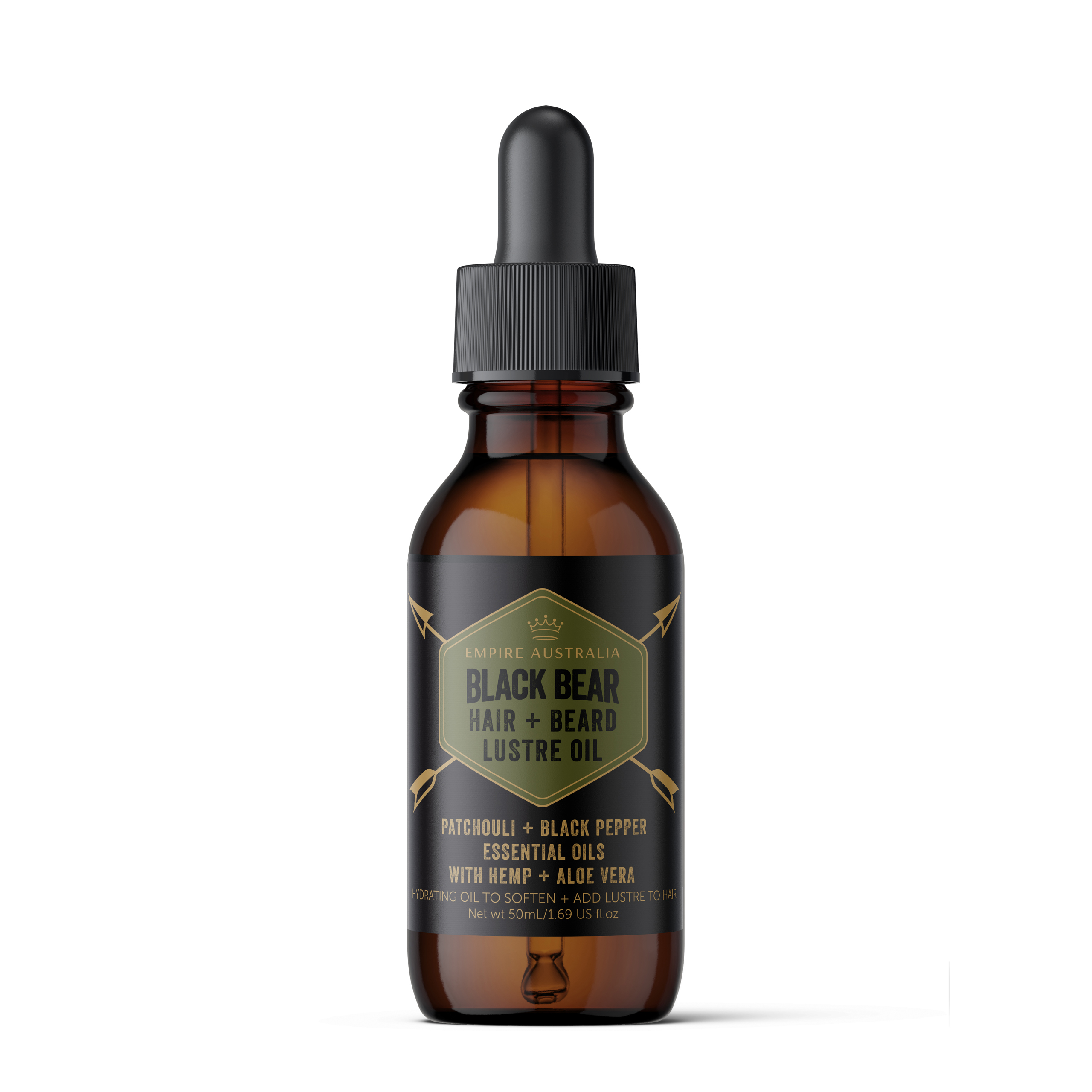 Black Bear Men’s Hemp & Aloe Vera Hair & Beard Lustre Oil 50ml - Image 2