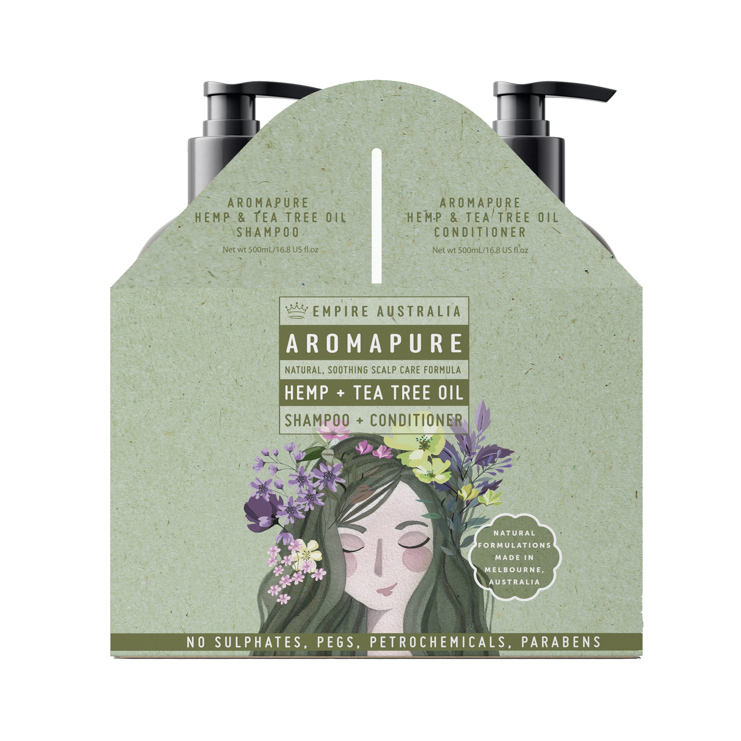 Hemp & Tea Tree Hair Care Duo Set Sulphate & Paraben Free 2 x 500ml